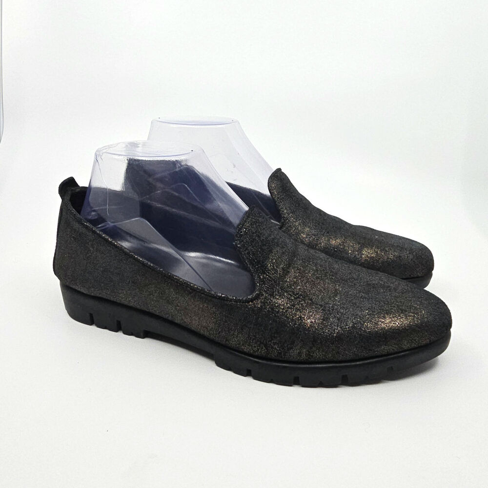 The Flexx Plush Loafers Slip On Flat Shoes Bronze/Black Metalic WMNS Size US 7.5
